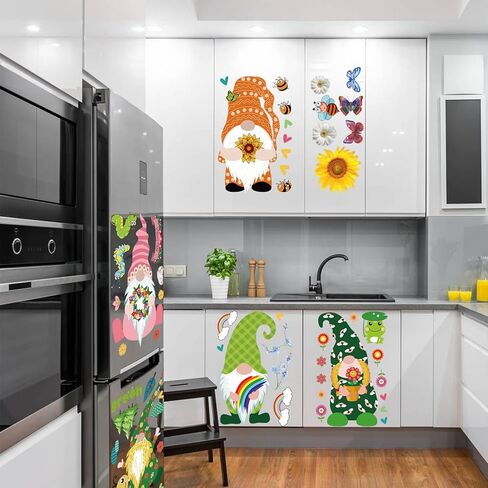 UOMNICUE Spring Gnome Window Clings, 9 Sheets Double Sided Colorful Faceless Gnome Butterfly Bee Birds Flowers Window Decals Stickers for Home Classroom Spring Holiday Party Supplies Glass Decoration in Kuwait