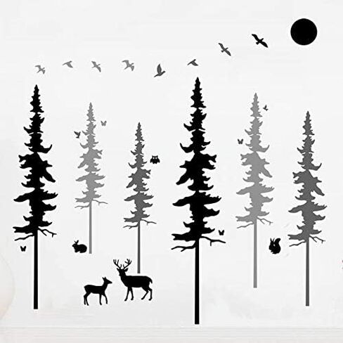 ملصق حائط لشجرة الغابة لغرفة الأطفال وغرفة المعيشة وغرفة الأطفال وغرفة الأطفال B in Kuwait