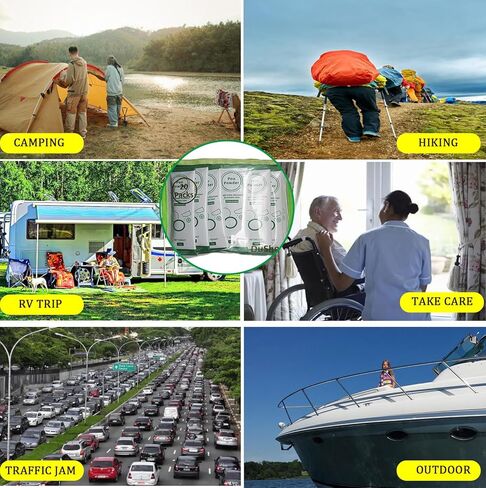 20 عبوة من مسحوق براز المرحاض المحمول للمرحاض في الهواء الطلق، جل صديق للبيئة لمرحاض التخييم المحمول، مواد كيميائية للمراحيض في حالات الطوارئ، ماصة لإزالة الروائح الكريهة ومعالجة نفايات المرحاض في حالات الطوارئ in Kuwait