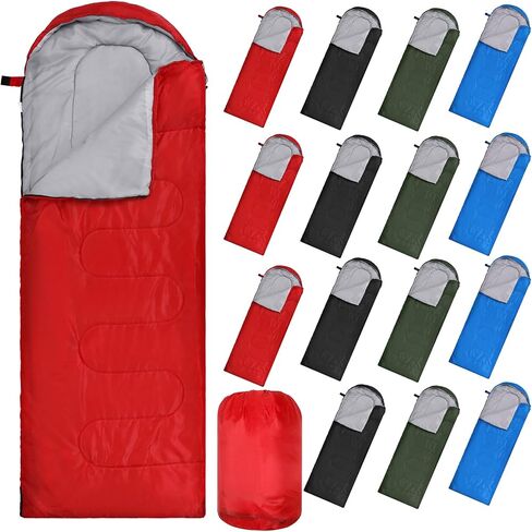 Tudomro 16 Pack Bulk Sleeping Bags for Adults, Lightweight Waterproof Camping Sleeping Bags with Compression Sack for Camping, Backpacking, Hiking, Travel, Emergency Use in Kuwait