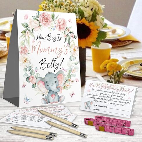 كم هو حجم لعبة استحمام الطفل بطن الأم، مجموعة ديكور لعبة استحمام الطفل على شكل فيل وردي وردي (علامة واحدة + 50 بطاقة + 3 أشرطة قياس + 10 أقلام رصاص) in Kuwait