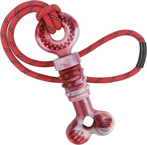 ألعاب الكلاب من بيتيزر للمضغ العدواني، لعبة مضغ للكلاب مع حبل، لعبة شد الحبل التفاعلية، عظم نايلون غير قابل للتدمير تقريبًا، نكهة لحم البقر الحقيقية، للكلاب المتوسطة والكبيرة in Kuwait