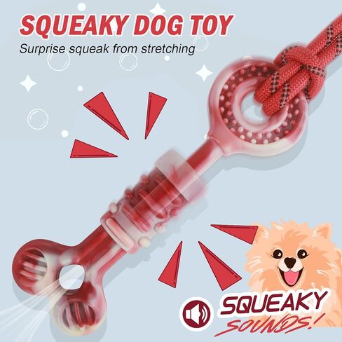 ألعاب الكلاب من بيتيزر للمضغ العدواني، لعبة مضغ للكلاب مع حبل، لعبة شد الحبل التفاعلية، عظم نايلون غير قابل للتدمير تقريبًا، نكهة لحم البقر الحقيقية، للكلاب المتوسطة والكبيرة in Kuwait