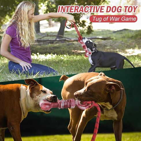 ألعاب الكلاب من بيتيزر للمضغ العدواني، لعبة مضغ للكلاب مع حبل، لعبة شد الحبل التفاعلية، عظم نايلون غير قابل للتدمير تقريبًا، نكهة لحم البقر الحقيقية، للكلاب المتوسطة والكبيرة in Kuwait