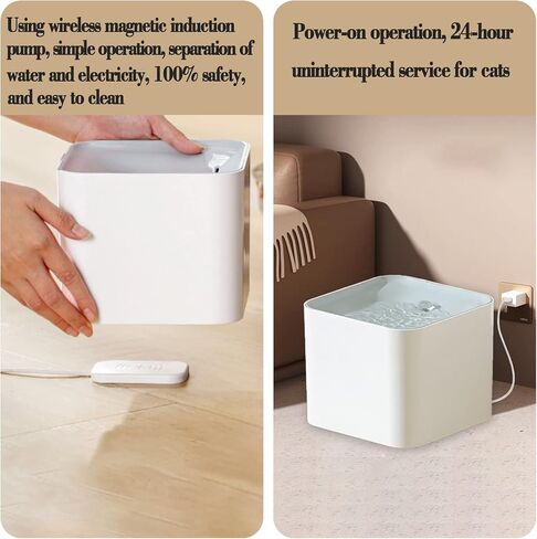 Cat Water Fountain Wireless,luti Pet Water Fountain for Cats Inside with Wireless Pump,Super Quiet Cat Water Fountain for Cats Kitty Dogs Multiple Pets 67oz/2L,Filters Included in Saudi Arabia