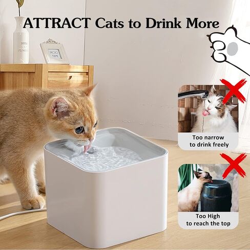 Cat Water Fountain Wireless,luti Pet Water Fountain for Cats Inside with Wireless Pump,Super Quiet Cat Water Fountain for Cats Kitty Dogs Multiple Pets 67oz/2L,Filters Included in Saudi Arabia
