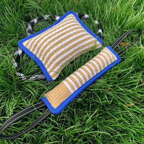 Dog Bite Training Set - Dog Bite Pillow Tug Toy, Dog Training Stick, Professional Training Equipment for K9, IPO, Schutzhund & Puppy Training (Blue) in Kuwait