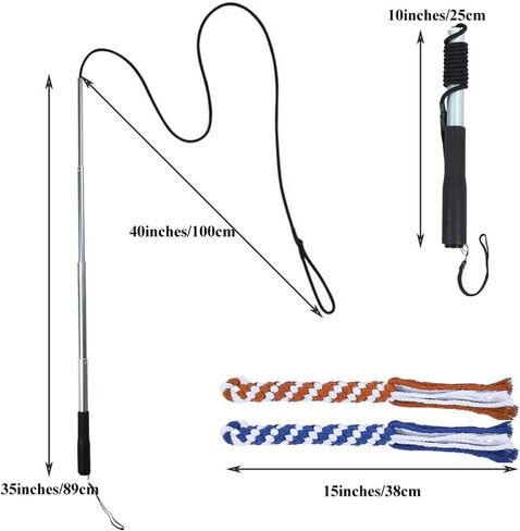 ايجوجو لعبة القطب اللعوب للكلاب والحيوانات الاليفة قابلة للتمديد، عصا مغازلة مع حبلين قطنيين، لعبة تفاعلية للكلاب الصغيرة والمتوسطة والكبيرة للتدريب في الهواء الطلق واللعب والسحب in Kuwait