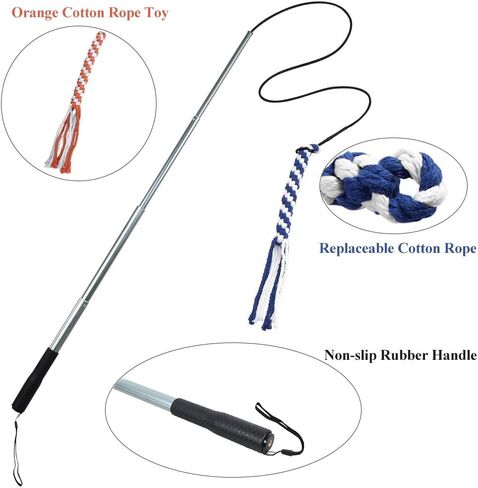 ايجوجو لعبة القطب اللعوب للكلاب والحيوانات الاليفة قابلة للتمديد، عصا مغازلة مع حبلين قطنيين، لعبة تفاعلية للكلاب الصغيرة والمتوسطة والكبيرة للتدريب في الهواء الطلق واللعب والسحب in Kuwait