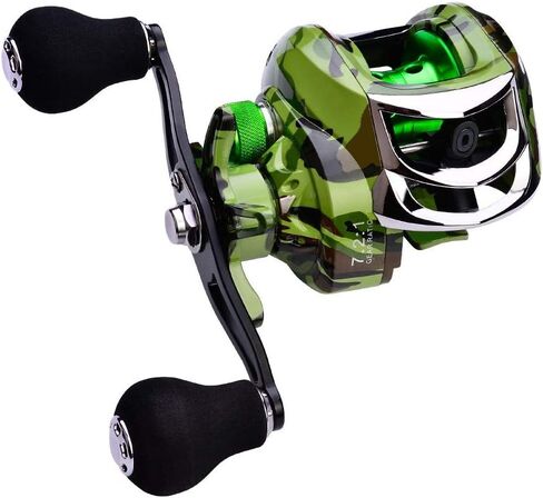 PROFISFUN Baitcasting Reels 7.2:1 Gear Ratio 18+1BB Carbon Steel Bearings 10 Speed Magnetic Brake 10 Kg Braking Force Left and Right Hand Reels Camouflage in Saudi Arabia
