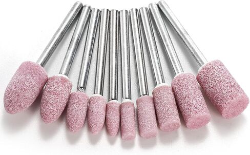 Coloch 100 Pieces Abrasive Stone Points with Plastic Box, Polishing Mounted Grinding Head Wheel Tool Kit Sanding Drill Bits Electric Grinding Accessories for Rotary Tool, Pink in Kuwait