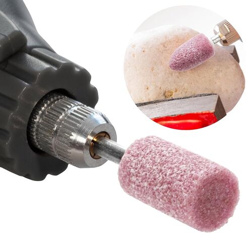 Coloch 100 Pieces Abrasive Stone Points with Plastic Box, Polishing Mounted Grinding Head Wheel Tool Kit Sanding Drill Bits Electric Grinding Accessories for Rotary Tool, Pink in Kuwait