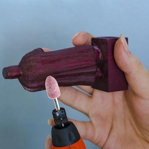 Coloch 100 Pieces Abrasive Stone Points with Plastic Box, Polishing Mounted Grinding Head Wheel Tool Kit Sanding Drill Bits Electric Grinding Accessories for Rotary Tool, Pink in Kuwait