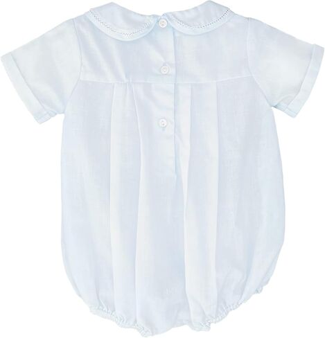 Petit Ami Baby Boys' Romper with Pleats and Feather Stitching, Blue in Kuwait