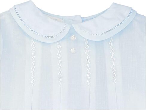 Petit Ami Baby Boys' Romper with Pleats and Feather Stitching, Blue in Kuwait