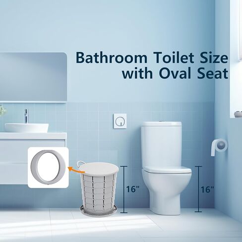 XL Oval Seat Portable Toilet, 16" Camping Toilet with Adjustable Height - Support up to 370 lbs in Saudi Arabia
