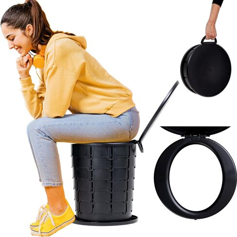 XL Oval Seat Portable Toilet, 16" Camping Toilet with Adjustable Height - Support up to 370 lbs in Saudi Arabia