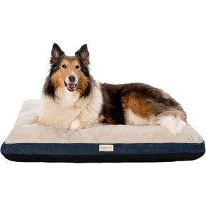 PoochPlanet Large Memory Foam Mix Dog Bed Plush & Textured Linen Mattress w/Removable Washable Cover - Gray, Large in Kuwait