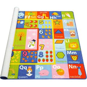 AROGAN Kids Carpet Playmat Rug with Numbers, Shapes, Animals Pattern, Children Learn and Educational Rugs, Non Slip Play Rug for Nursery Bedroom Play Room, 4x6 Feet in Kuwait