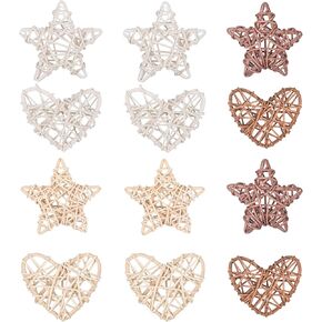 كرات خيش من جيتشانغ، 12 قطعة من كرات الخوص على شكل قلب على شكل نجمة لتزيين المنزل وتزيين المزهرية والحديقة وحفلات الزفاف وطاولة القهوة in Kuwait