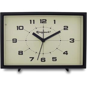 Analog Alarm Clock, 6 inch Silent Non Ticking Small Clock with Night Light, Battery Operated Simply Design for Bedroom, Bedside, Living Room, Room Decor, Desk, Table (Black)