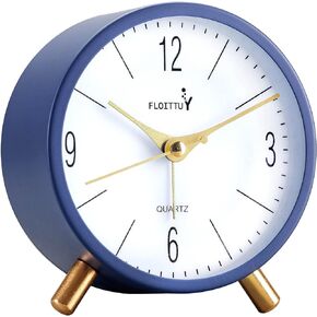 FLOITTUY 4 بوصات منبه صامت للغاية، ساعة منبه مستديرة باللون الأزرق الداكن مع ضوء ليلي، تعمل بالبطارية، مجموعة سهلة الدخول طراز لوكس للمكتب وغرفة النوم والديكور المنزلي in Kuwait