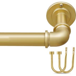 Industrial Curtain Rod for Window 18-45 inches, Blackout Wrap Around Curtain Rod with 2PCS Curtain Holdbacks, Gold Curtain Rod for Indoor and Outdoor in Kuwait