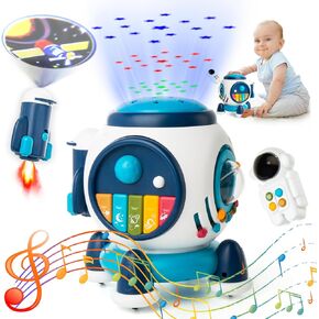 LOREINTA Baby Musical Toys for Toddlers 1-3, Light up Music Toy Infants 6 to 12 Months Baby Development Sensory with Piano Keyboard, Projection Flashlight,Christmas Birthday Gifts for Kids in Kuwait