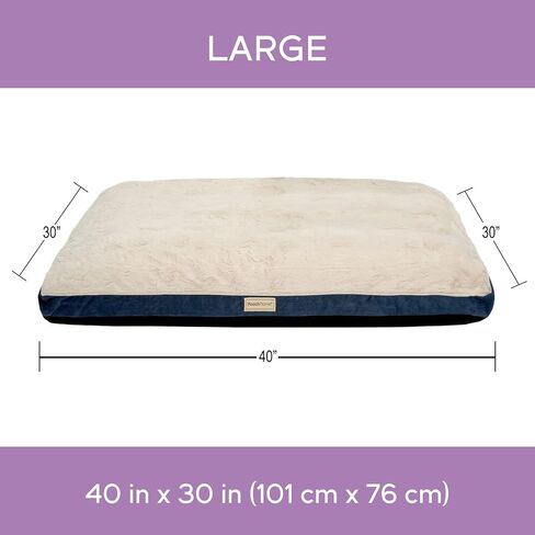 PoochPlanet Large Memory Foam Mix Dog Bed Plush & Textured Linen Mattress w/Removable Washable Cover - Gray, Large in Kuwait