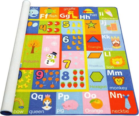 AROGAN Kids Carpet Playmat Rug with Numbers, Shapes, Animals Pattern, Children Learn and Educational Rugs, Non Slip Play Rug for Nursery Bedroom Play Room, 4x6 Feet in Kuwait
