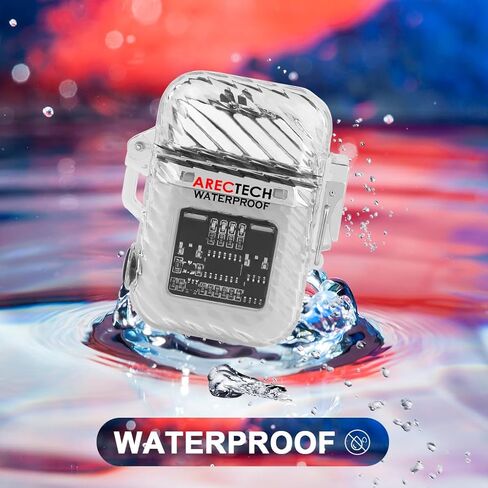 ARECTECH Electric Arc Dual Lighter Rechargeable Lighter 3 Modes of Flashlight Plasma Windproof Lighters Waterproof with Survival Emergency Whistle and Lanyard for Candle Outdoor Camping (Black) in Kuwait