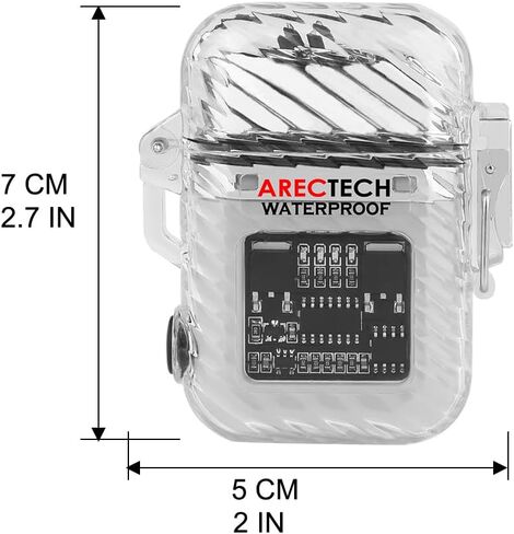 ARECTECH Electric Arc Dual Lighter Rechargeable Lighter 3 Modes of Flashlight Plasma Windproof Lighters Waterproof with Survival Emergency Whistle and Lanyard for Candle Outdoor Camping (Black) in Kuwait