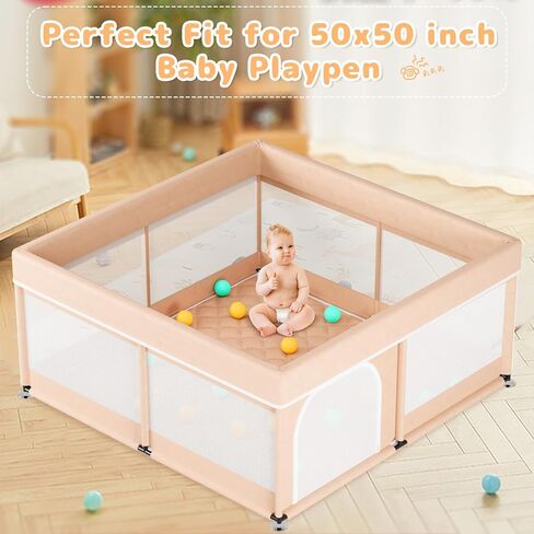 Omzer Baby Play Mat 50"×50" - Thick & Soft Crawling Mat Foldable Playmat for Babies and Toddlers Portable Waterproof Baby Mat Machine Washable Play Mats in Kuwait