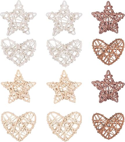 كرات خيش من جيتشانغ، 12 قطعة من كرات الخوص على شكل قلب على شكل نجمة لتزيين المنزل وتزيين المزهرية والحديقة وحفلات الزفاف وطاولة القهوة in Kuwait