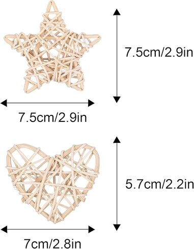 كرات خيش من جيتشانغ، 12 قطعة من كرات الخوص على شكل قلب على شكل نجمة لتزيين المنزل وتزيين المزهرية والحديقة وحفلات الزفاف وطاولة القهوة in Kuwait