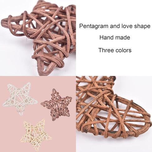 كرات خيش من جيتشانغ، 12 قطعة من كرات الخوص على شكل قلب على شكل نجمة لتزيين المنزل وتزيين المزهرية والحديقة وحفلات الزفاف وطاولة القهوة in Kuwait