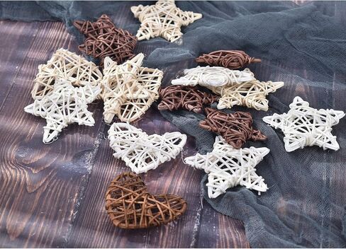 كرات خيش من جيتشانغ، 12 قطعة من كرات الخوص على شكل قلب على شكل نجمة لتزيين المنزل وتزيين المزهرية والحديقة وحفلات الزفاف وطاولة القهوة in Kuwait