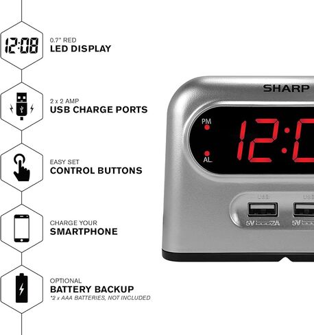 ساعة منبه بمنفذ USB مزدوج in Kuwait
