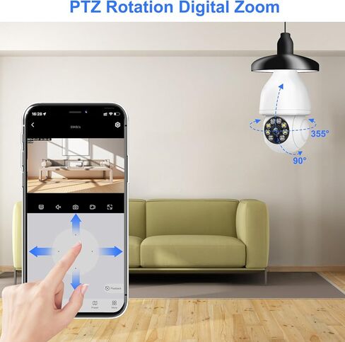 كاميرا مراقبة بمصباح كهربائي 5G، كاميرات لاسلكية PTZ 360 درجة خارجية داخلية، 1080 بكسل واي فاي 6 كاميرات مراقبة منزلية مزدوجة النطاق، رؤية ليلية ملونة ثنائية الاتجاه، إنذار كشف الحركة E27 in Kuwait