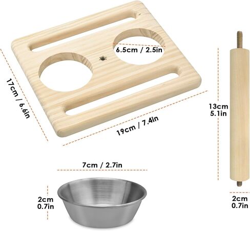 كاتومو الطيور جثم الببغاء منصة الطيور الخشب الوقوف مع 2 أكواب تغذية قابلة للإزالة ألعاب الطيور الببغاء قفص الملحقات للببغاء Lovebird كوكاتيل كونور الببغاء الطيور الصغيرة in Kuwait