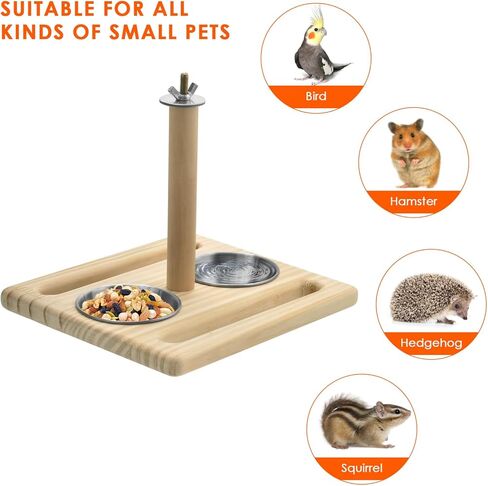 كاتومو الطيور جثم الببغاء منصة الطيور الخشب الوقوف مع 2 أكواب تغذية قابلة للإزالة ألعاب الطيور الببغاء قفص الملحقات للببغاء Lovebird كوكاتيل كونور الببغاء الطيور الصغيرة in Kuwait