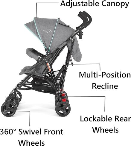 Dream On Me Volgo Twin Baby Stroller, Compact Side-by-Side Double Umbrella Stroller, 5-Point Safety Harness, Adjustable Canopy, Storage Basket & Travel-Friendly Fold, Black in Saudi Arabia