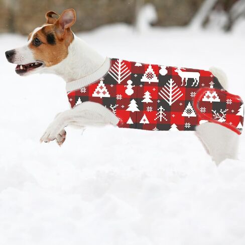 Dog Recovery Suit,Substitute E-Collar & Cone,Recovery Shirt for Female,Abdominal Wound,Pet After Surgery Wear,Prevent Licking Dog Bodysuit Christmas in Kuwait