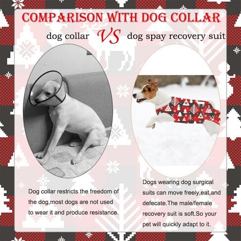 Dog Recovery Suit,Substitute E-Collar & Cone,Recovery Shirt for Female,Abdominal Wound,Pet After Surgery Wear,Prevent Licking Dog Bodysuit Christmas in Kuwait
