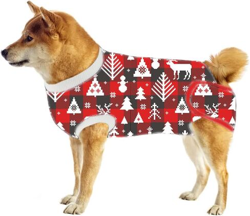 Dog Recovery Suit,Substitute E-Collar & Cone,Recovery Shirt for Female,Abdominal Wound,Pet After Surgery Wear,Prevent Licking Dog Bodysuit Christmas in Kuwait