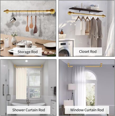 Industrial Curtain Rod for Window 18-45 inches, Blackout Wrap Around Curtain Rod with 2PCS Curtain Holdbacks, Gold Curtain Rod for Indoor and Outdoor in Kuwait