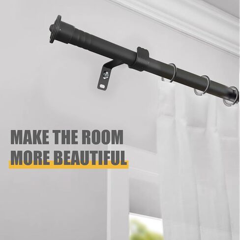 Furtrop Standard Decorative Window Curtain Rods 30 to 88 Inch,5/8 Inch Diameter Small Curtain Rod Set, Heavy Duty Drapery Rods with Brackets(Black) in Kuwait