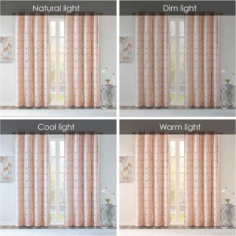 تصميم ذكي من Raina Total Blackout Metallic Print Grommet Top ستارة واحدة لوحة ستارة حرارية عازلة للضوء لغرفة النوم وغرفة المعيشة والنوم قطعة واحدة، 50 × 84، رمادي/فضي in Kuwait