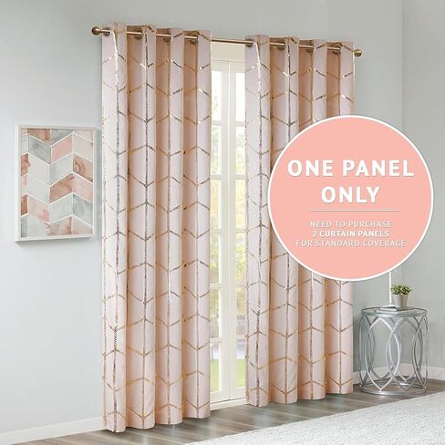 تصميم ذكي من Raina Total Blackout Metallic Print Grommet Top ستارة واحدة لوحة ستارة حرارية عازلة للضوء لغرفة النوم وغرفة المعيشة والنوم قطعة واحدة، 50 × 84، رمادي/فضي in Kuwait