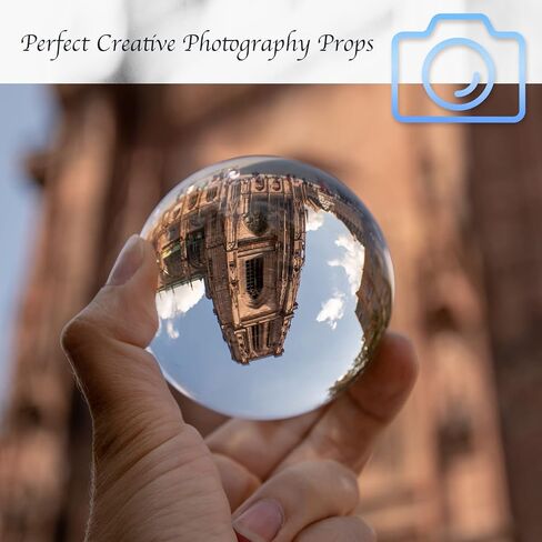 كرات كريستال ZYNERY K9 مع حامل، كرة عدسات كريستالية للتصوير الفوتوغرافي، كرات زجاجية للديكور الفني، عرافة التأمل، إكسسوار التصوير الفوتوغرافي (عبوتان، 60/80 مم، شفاف) in Kuwait